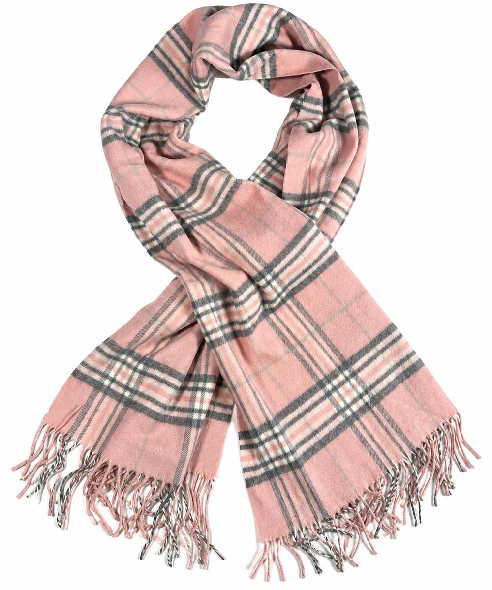 V. Fraas Pink Plaid Cashmink Scarf Made in Germany
